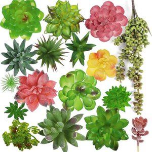 Fake Succulents Plants Artificial, 17 PCS Faux Suculentas Unpotted, Assorted